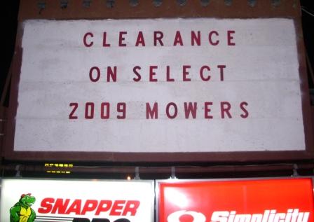 2009 Lawn Mower Clearance